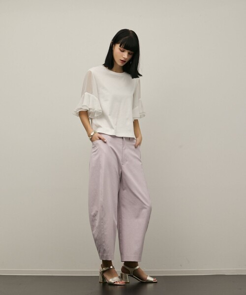 Diagram(ダイアグラム)の「シフォンスリーブカットトップ(Tシャツ/カットソー・レディース・ホワイト/ブラック・36)」の5枚目の写真