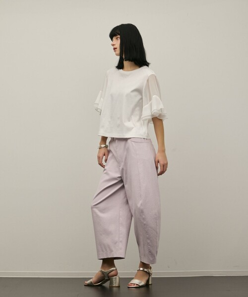 Diagram(ダイアグラム)の「シフォンスリーブカットトップ(Tシャツ/カットソー・レディース・ホワイト/ブラック・36)」の6枚目の写真