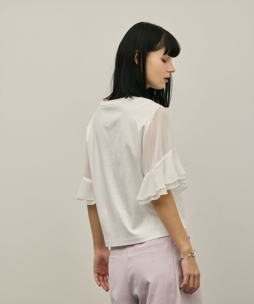 Diagram(ダイアグラム)の「シフォンスリーブカットトップ(Tシャツ/カットソー・レディース・ホワイト/ブラック・36)」の11枚目の写真