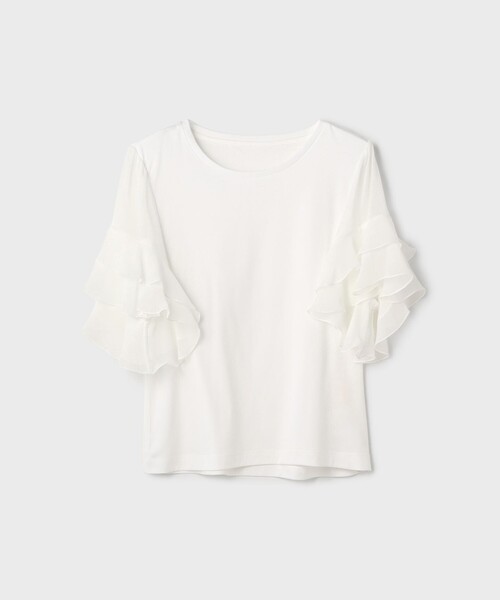 Diagram(ダイアグラム)の「シフォンスリーブカットトップ(Tシャツ/カットソー・レディース・ホワイト/ブラック・36)」の15枚目の写真
