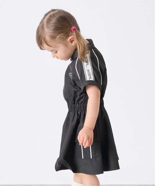 X-girl Stages（エックスガールステージス）の「肩ロゴラインカーゴ半袖ワンピース（シャツワンピース・キッズ・ブラック/ピンク・100cm/130cm/140cm/120cm/90cm/110cm）」の16枚目の写真