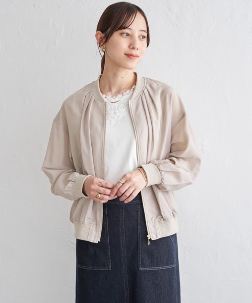 ikka(イッカ)の「【雑誌InRed5月号掲載】シアーリブブルゾン(ブルゾン・レディース・ブラウン系その他/ライトグリーン/ベージュ/チャコール・L/M/S)」の12枚目の写真