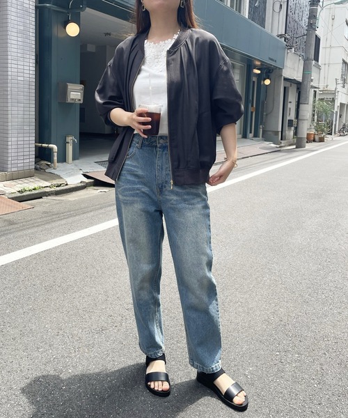 ikka(イッカ)の「【雑誌InRed5月号掲載】シアーリブブルゾン(ブルゾン・レディース・ブラウン系その他/ライトグリーン/ベージュ/チャコール・L/M/S)」の22枚目の写真
