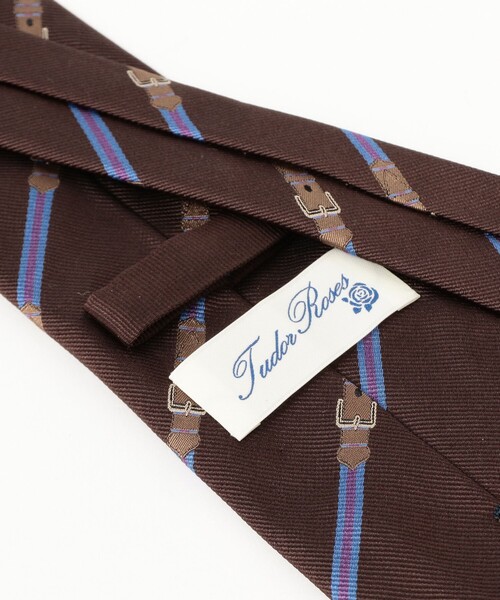 BEAMS F(ビームスエフ)の「TUDOR ROSES / シルク ベルトモチーフ ストライプ ネクタイ(ネクタイ・メンズ・ブラウン/ネイビー・ONE SIZE)」の4枚目の写真