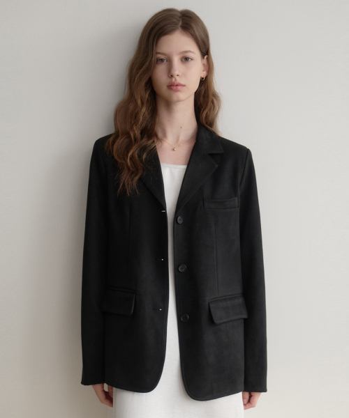 LENAV(ルナブ)の「Button black suede Jacket(テーラードジャケット・レディース・その他・FREE)」の1枚目の写真