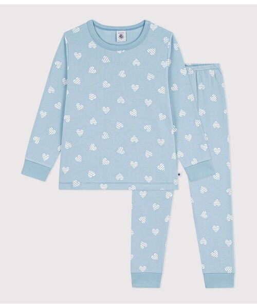 ハートプリント長袖パジャマ（ルームウェア/パジャマ）｜PETIT BATEAU