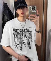 オーバーサイズピグメント加工クロスプリントTシャツ