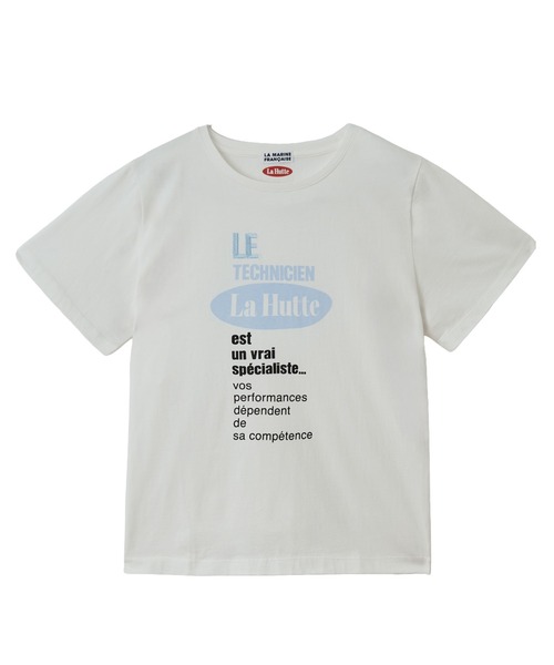 LA MARINE FRANCAISE(マリン フランセーズ)の「【LA HUTTE】26/-天竺ロゴ刺繍S/S TEE(Tシャツ/カットソー・レディース・ホワイト/チャコールグレー・FREE)」の1枚目の写真