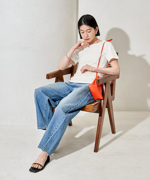 FREAK'S STORE（フリークスストア）の「【セットアイテム】レースキャミソール Tシャツセット（Tシャツ/カットソー・レディース・チャコール/オフホワイト/ブラック・ﾌﾘ-）」の10枚目の写真