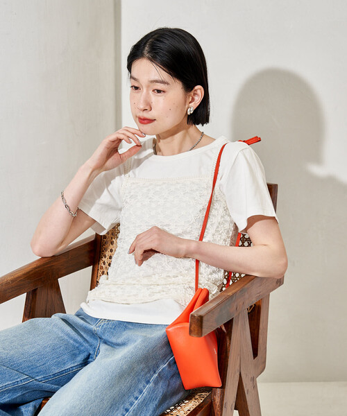 FREAK'S STORE（フリークスストア）の「【セットアイテム】レースキャミソール Tシャツセット（Tシャツ/カットソー・レディース・チャコール/オフホワイト/ブラック・ﾌﾘ-）」の15枚目の写真