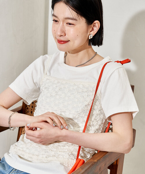 FREAK'S STORE（フリークスストア）の「【セットアイテム】レースキャミソール Tシャツセット（Tシャツ/カットソー・レディース・チャコール/オフホワイト/ブラック・ﾌﾘ-）」の20枚目の写真