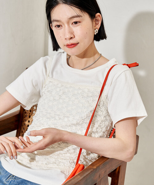FREAK'S STORE（フリークスストア）の「【セットアイテム】レースキャミソール Tシャツセット（Tシャツ/カットソー・レディース・チャコール/オフホワイト/ブラック・ﾌﾘ-）」の22枚目の写真