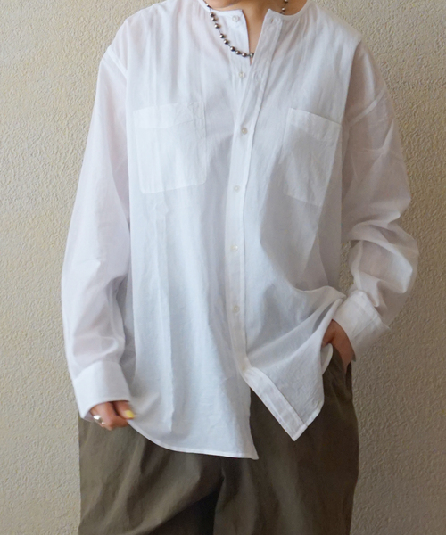 JOURNAL STANDARD LUXE（ジャーナルスタンダード　ラックス）の「【VAS-Y LENTEMENT】CREW-NECK OVERSIZED SHIRT（シャツ/ブラウス・レディース・ホワイト/ブラック・MEDIUM）」の2枚目の写真