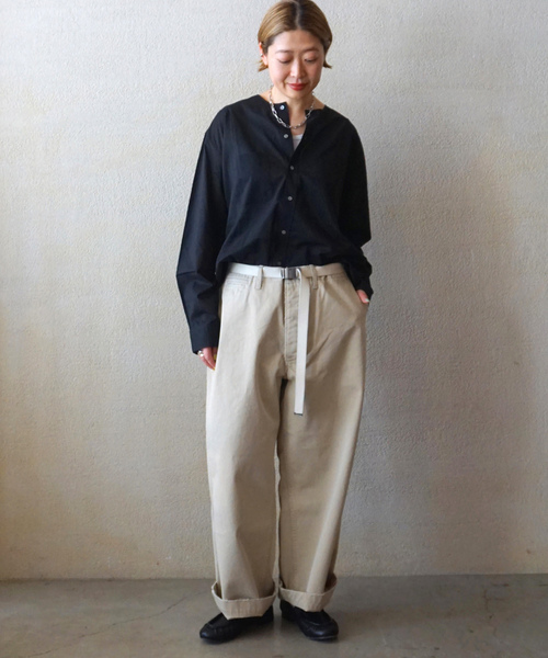 JOURNAL STANDARD LUXE（ジャーナルスタンダード　ラックス）の「【VAS-Y LENTEMENT】CREW-NECK OVERSIZED SHIRT（シャツ/ブラウス・レディース・ホワイト/ブラック・MEDIUM）」の3枚目の写真