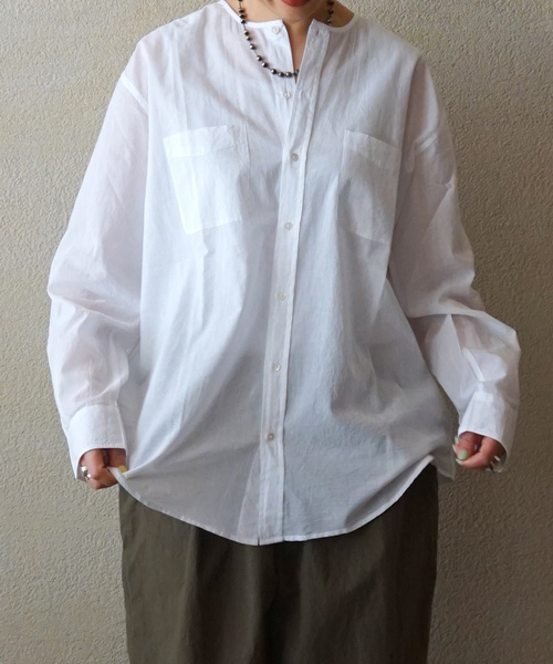 JOURNAL STANDARD LUXE（ジャーナルスタンダード　ラックス）の「【VAS-Y LENTEMENT】CREW-NECK OVERSIZED SHIRT（シャツ/ブラウス・レディース・ホワイト/ブラック・MEDIUM）」の6枚目の写真
