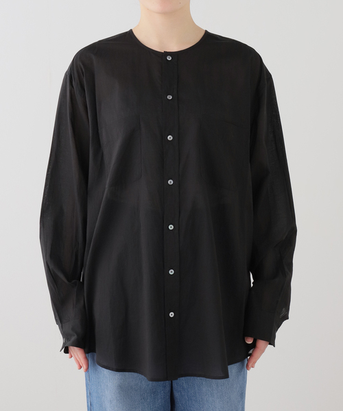 JOURNAL STANDARD LUXE（ジャーナルスタンダード　ラックス）の「【VAS-Y LENTEMENT】CREW-NECK OVERSIZED SHIRT（シャツ/ブラウス・レディース・ホワイト/ブラック・MEDIUM）」の9枚目の写真