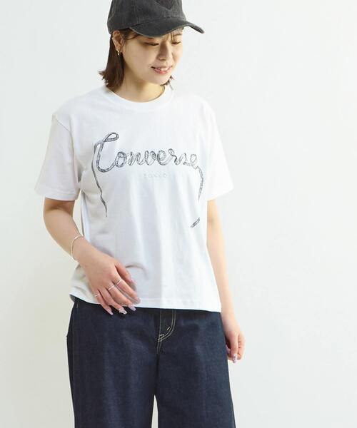CONVERSE TOKYO（コンバーストウキョウ）の「SPINDLE LOGO PRINT TEE（Tシャツ/カットソー・レディース・ブラック/ピンク/ホワイト・FREE）」の2枚目の写真