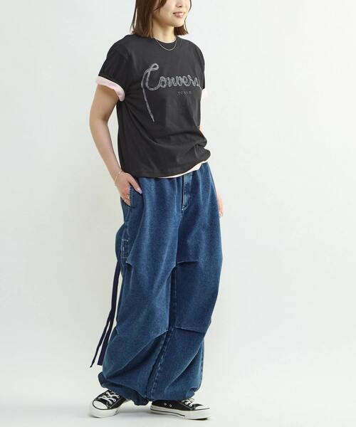 CONVERSE TOKYO（コンバーストウキョウ）の「SPINDLE LOGO PRINT TEE（Tシャツ/カットソー・レディース・ブラック/ピンク/ホワイト・FREE）」の6枚目の写真