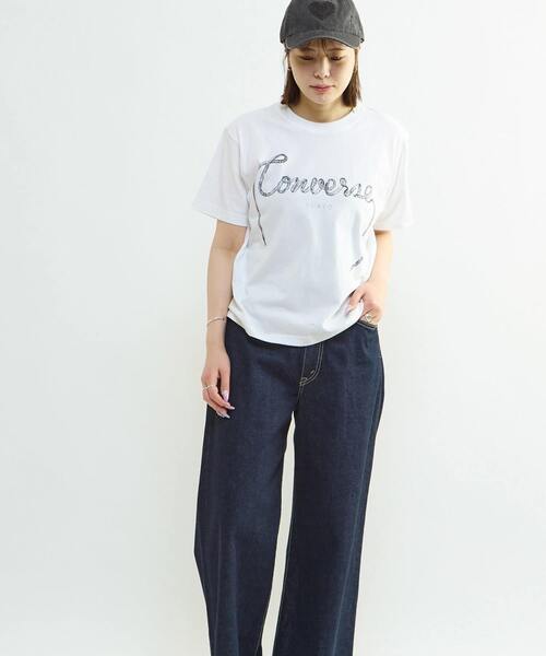 CONVERSE TOKYO（コンバーストウキョウ）の「SPINDLE LOGO PRINT TEE（Tシャツ/カットソー・レディース・ブラック/ピンク/ホワイト・FREE）」の9枚目の写真