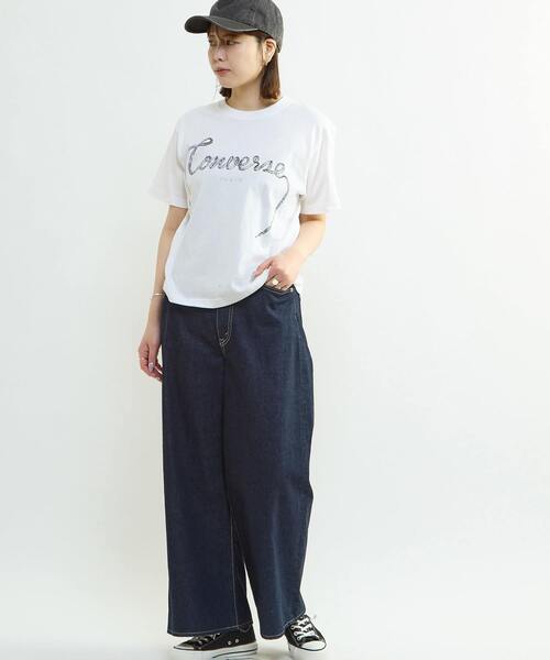 CONVERSE TOKYO（コンバーストウキョウ）の「SPINDLE LOGO PRINT TEE（Tシャツ/カットソー・レディース・ブラック/ピンク/ホワイト・FREE）」の10枚目の写真