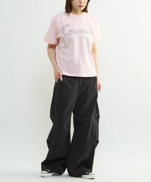 CONVERSE TOKYO（コンバーストウキョウ）の「SPINDLE LOGO PRINT TEE（Tシャツ/カットソー・レディース・ブラック/ピンク/ホワイト・FREE）」の12枚目の写真