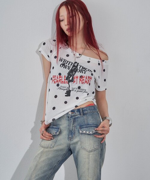 WHO'S WHO gallery(フーズフーギャラリー)の「エリオットラウンドヘムシアーTEE(Tシャツ/カットソー・レディース・オフホワイト/ブラック/グレー/ホワイト系その他/ブラック系その他・FREE)」の6枚目の写真