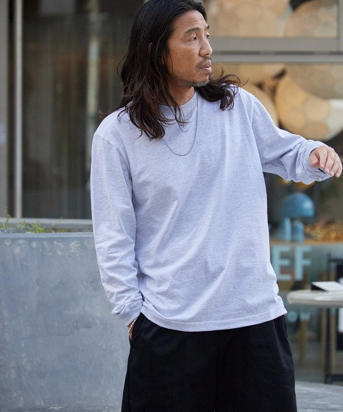ROOPTOKYO（ループトウキョウ）の「ハイグレードコットン 5.6oz クルーネック 袖リブ ロングスリーブTee /ロンT 無地カットソー オーバーサイズ 2026年春夏（Tシャツ/カットソー・メンズ・オフホワイト/ブラック/アッシュ/ヘザーチャコール/グリーン系その他/ネイビー/バーガンディー/ホワイト・M/L/XL/2XL/S）」の5枚目の写真