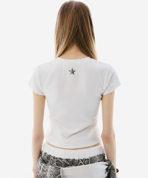 BLONDEY(ブロンディ)の「SCRIPT LOGO CROPPED TEE(Tシャツ/カットソー・レディース・ブラック/レッド/ホワイト・FREE)」の7枚目の写真