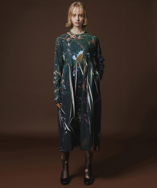 NON TOKYO(ノントーキョー)の「DIRECT PRINT RIB GATHER O/P(ワンピース・レディース・ブラック×グリーン/レッド系/イエロー・FREE)」の4枚目の写真