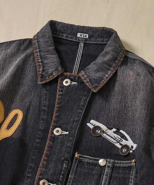 KHOKI/コッキ】Hand-Embroidered Denim Coverall（カバーオール