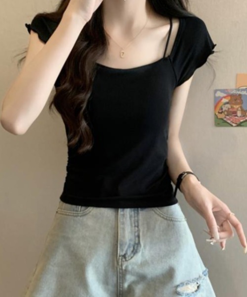 semplice(センプリチェ)の「カットソー【韓国ファッション】(Tシャツ/カットソー・レディース・ブラック/キャメル/グリーン/ホワイト・F)」の15枚目の写真