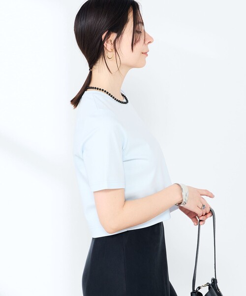 NOLLEY’S Sophi（ノーリーズソフィ）の「《手洗い可能》W&Wショート丈Tシャツ（Tシャツ/カットソー・レディース・ダークブラウン/ダークネイビー/ホワイト/サックスブルー・38）」の8枚目の写真