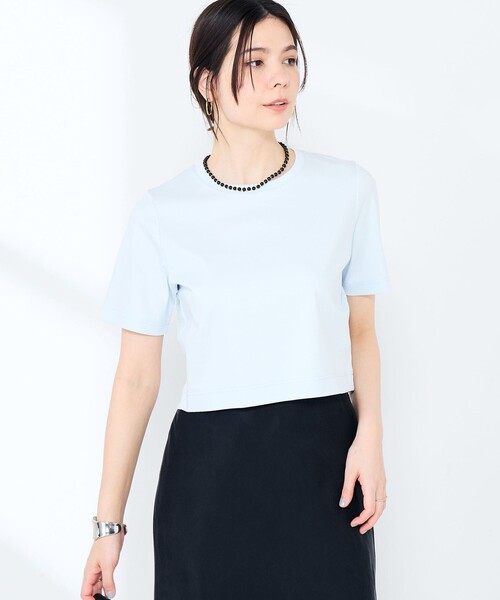 NOLLEY’S Sophi（ノーリーズソフィ）の「《手洗い可能》W&Wショート丈Tシャツ（Tシャツ/カットソー・レディース・ダークブラウン/ダークネイビー/ホワイト/サックスブルー・38）」の9枚目の写真