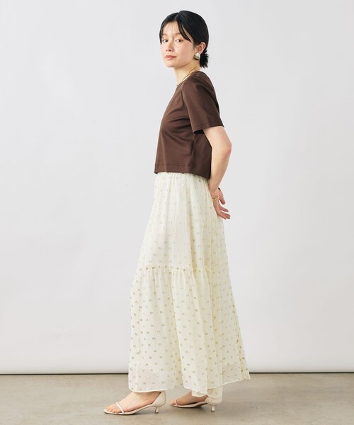 NOLLEY’S Sophi（ノーリーズソフィ）の「《手洗い可能》W&Wショート丈Tシャツ（Tシャツ/カットソー・レディース・ダークブラウン/ダークネイビー/ホワイト/サックスブルー・38）」の11枚目の写真