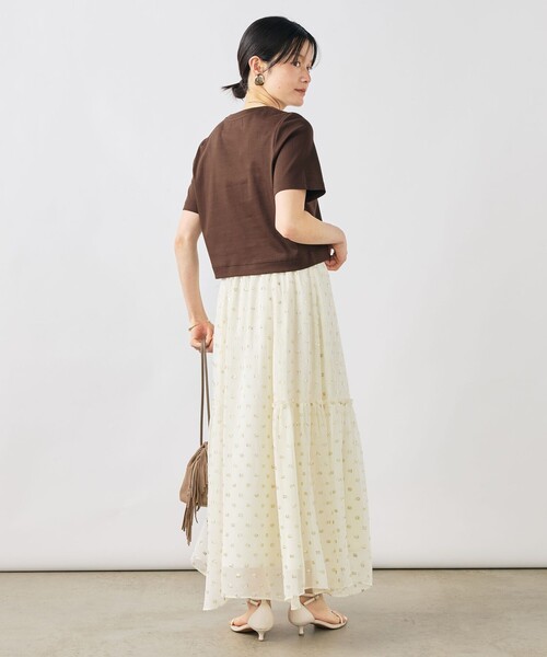 NOLLEY’S Sophi（ノーリーズソフィ）の「《手洗い可能》W&Wショート丈Tシャツ（Tシャツ/カットソー・レディース・ダークブラウン/ダークネイビー/ホワイト/サックスブルー・38）」の12枚目の写真