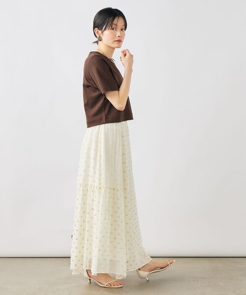 NOLLEY’S Sophi（ノーリーズソフィ）の「《手洗い可能》W&Wショート丈Tシャツ（Tシャツ/カットソー・レディース・ダークブラウン/ダークネイビー/ホワイト/サックスブルー・38）」の13枚目の写真