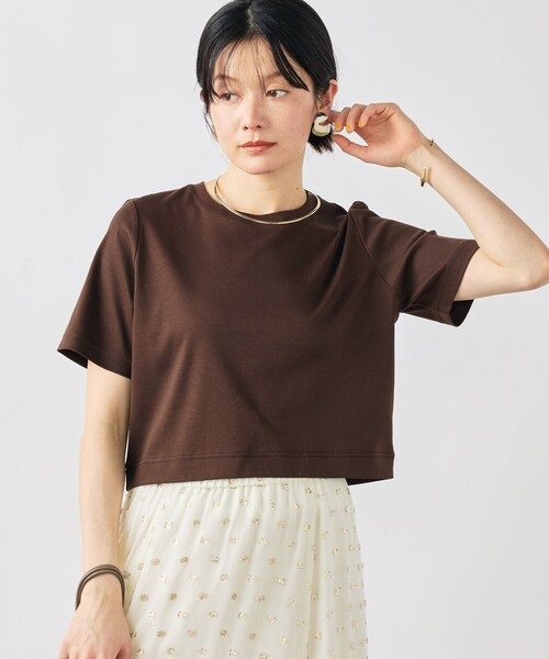 NOLLEY’S Sophi（ノーリーズソフィ）の「《手洗い可能》W&Wショート丈Tシャツ（Tシャツ/カットソー・レディース・ダークブラウン/ダークネイビー/ホワイト/サックスブルー・38）」の15枚目の写真