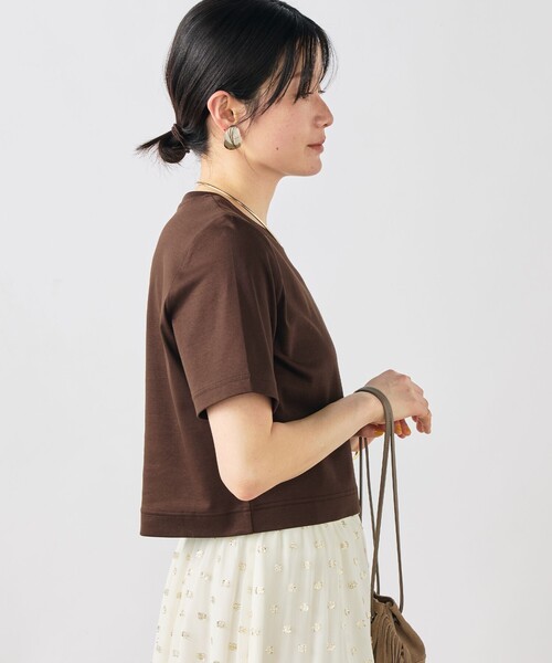 NOLLEY’S Sophi（ノーリーズソフィ）の「《手洗い可能》W&Wショート丈Tシャツ（Tシャツ/カットソー・レディース・ダークブラウン/ダークネイビー/ホワイト/サックスブルー・38）」の18枚目の写真