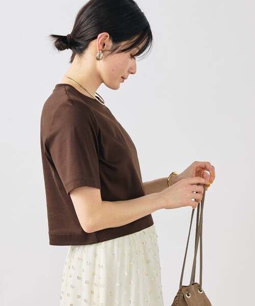 NOLLEY’S Sophi（ノーリーズソフィ）の「《手洗い可能》W&Wショート丈Tシャツ（Tシャツ/カットソー・レディース・ダークブラウン/ダークネイビー/ホワイト/サックスブルー・38）」の19枚目の写真