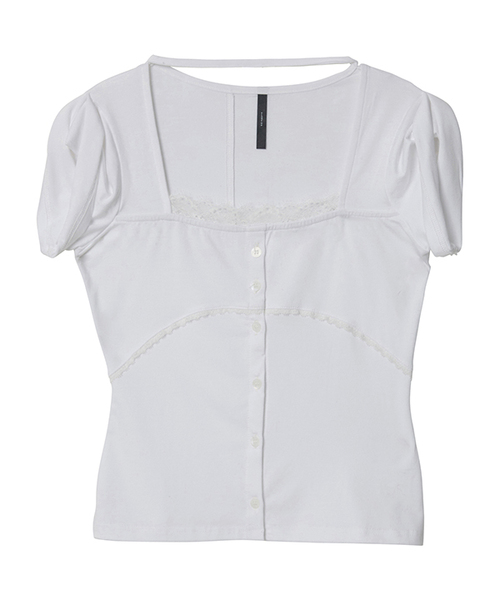 FLAREUP(フレアアップ)の「Lace Sleeve Top (FL-112_White)(Tシャツ/カットソー・レディース・ホワイト・OS)」の1枚目の写真