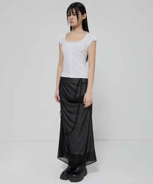 FLAREUP(フレアアップ)の「Lace Sleeve Top (FL-112_White)(Tシャツ/カットソー・レディース・ホワイト・OS)」の6枚目の写真