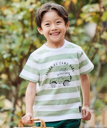 BeBe | ボーダーキャンピングカープリント杢天竺半袖Tシャツ(Tシャツ/カットソー)