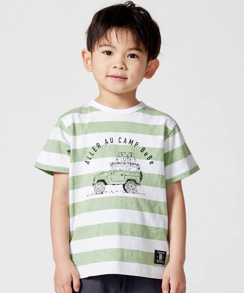 BeBe（ベベ）の「ボーダーキャンピングカープリント杢天竺半袖Tシャツ（Tシャツ/カットソー・キッズ・ブルー系その他/グリーン系その他・130cm/140cm/150cm/120cm）」の4枚目の写真