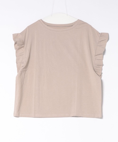 SOTT（ソット）の「プチフリルスリーブTシャツ（Tシャツ/カットソー・レディース・グレイッシュベージュ/ブラック/ホワイト・FREE）」の3枚目の写真