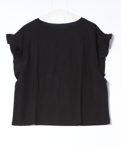 SOTT（ソット）の「プチフリルスリーブTシャツ（Tシャツ/カットソー・レディース・グレイッシュベージュ/ブラック/ホワイト・FREE）」の2枚目の写真