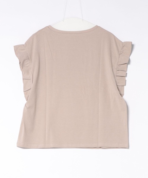 SOTT（ソット）の「プチフリルスリーブTシャツ（Tシャツ/カットソー・レディース・グレイッシュベージュ/ブラック/ホワイト・FREE）」の4枚目の写真