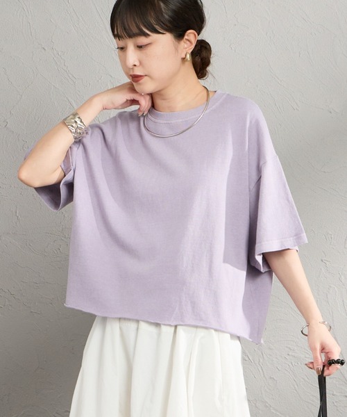 STAR&STRIPE（スターアンドストライプ）の「[STAR&STRIPE/スターアンドストライプ] 別注 カットオフ ショート丈ワイドシルエットTシャツ（Tシャツ/カットソー・レディース・ラベンダー/ライトグレー/ブラウン/チャコールグレー・F）」の4枚目の写真