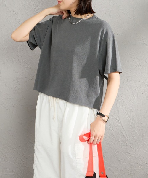 STAR&STRIPE（スターアンドストライプ）の「[STAR&STRIPE/スターアンドストライプ] 別注 カットオフ ショート丈ワイドシルエットTシャツ（Tシャツ/カットソー・レディース・ラベンダー/ライトグレー/ブラウン/チャコールグレー・F）」の3枚目の写真