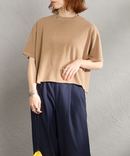 STAR&STRIPE（スターアンドストライプ）の「[STAR&STRIPE/スターアンドストライプ] 別注 カットオフ ショート丈ワイドシルエットTシャツ（Tシャツ/カットソー・レディース・ラベンダー/ライトグレー/ブラウン/チャコールグレー・F）」の8枚目の写真