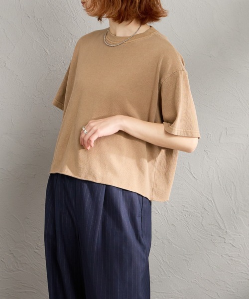 STAR&STRIPE（スターアンドストライプ）の「[STAR&STRIPE/スターアンドストライプ] 別注 カットオフ ショート丈ワイドシルエットTシャツ（Tシャツ/カットソー・レディース・ラベンダー/ライトグレー/ブラウン/チャコールグレー・F）」の7枚目の写真